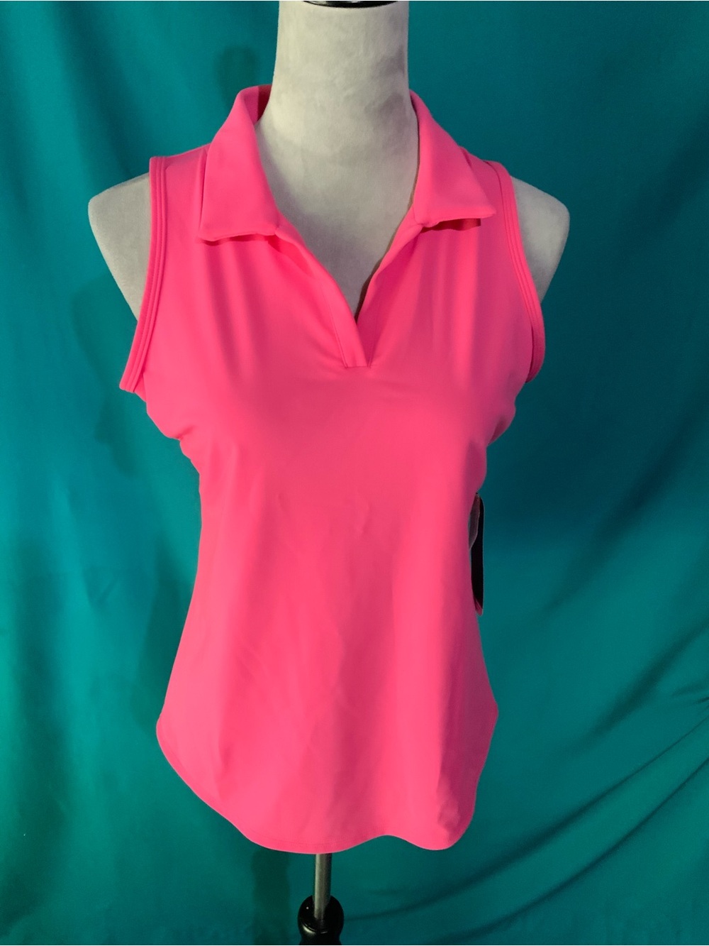 SOUTHWIND APPAREL VIBRANT NEON PINK PEBBLE BEACH PLACKET V NECK GOLF TOP